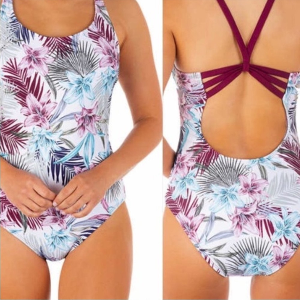 Hurley Floral One Piece Swimsuit Size Large